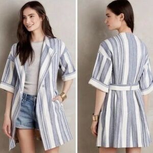 Elevenses Anthropologie Linen Blend North Channel Kimono Jacket Size Small